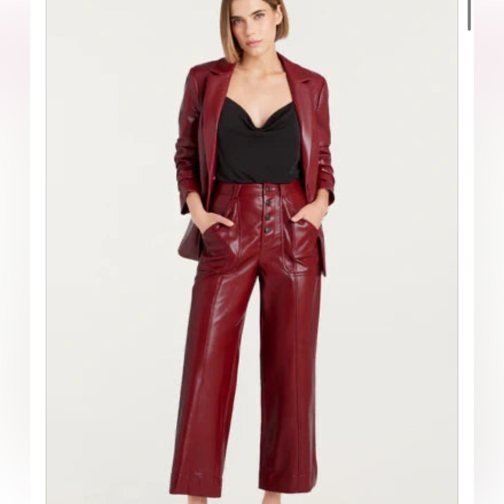 Cinq a Sept Benji Red Vegan leather pants